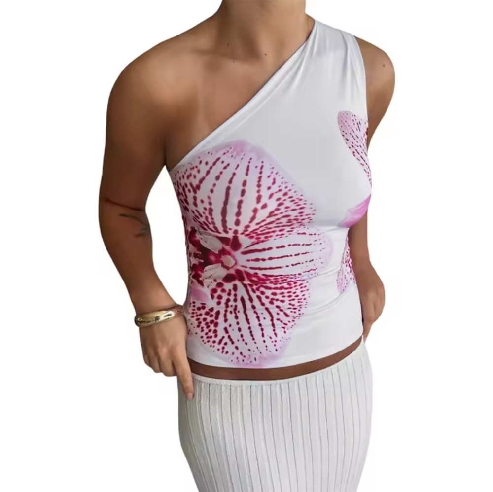 Tank Top for Women Floral PrintSleeveless Backless Vest Cropped T Shirt - Picture 3 of 8